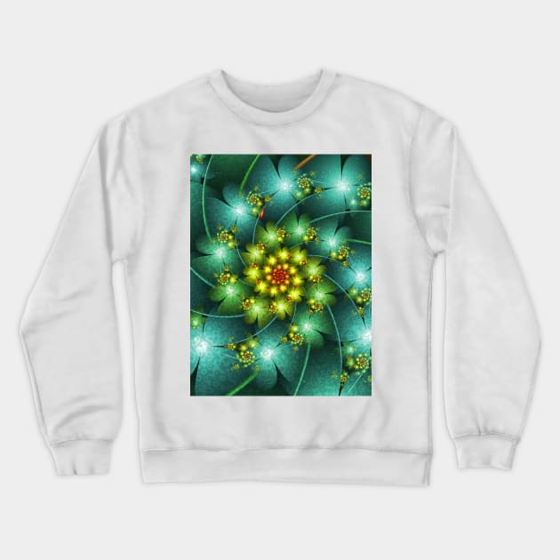 Spiraling Turquoise Flowers Crewneck Sweatshirt by pinkal